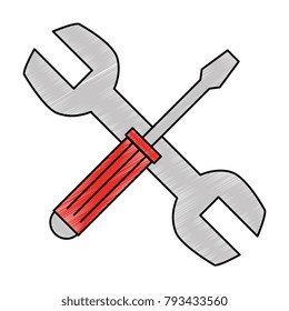 wrench and screwdriver tool isolated icon
