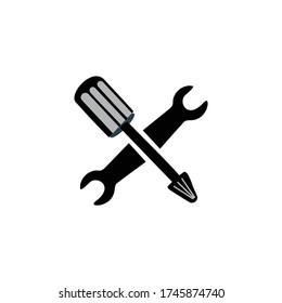 Wrench and screwdriver. Tools icon isolated on white background