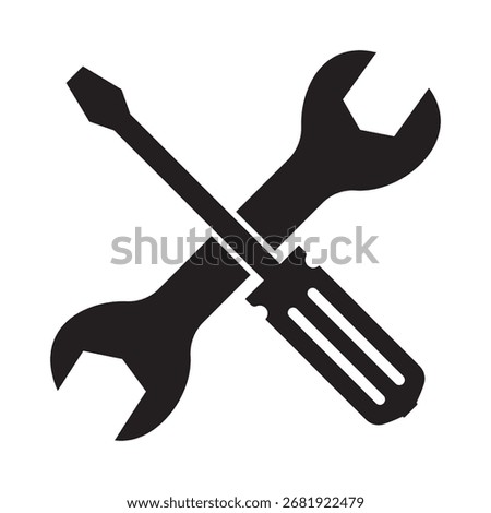 Wrench and screwdriver. Tools icon. Settings, preferences, maintenance, or service symbol