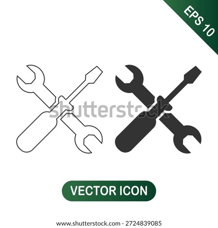 Wrench and Screwdriver Tools Icon for Settings and Repair
