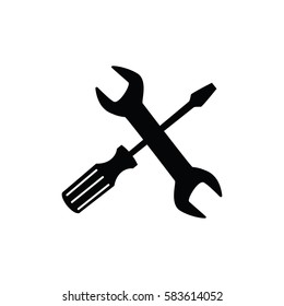 Wrench and screwdriver. Tools icon vector illustration on white background.