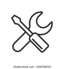 wrench and screwdriver tools outline ui web icon. tools vector icon for web, mobile and user interface design isolated on white background