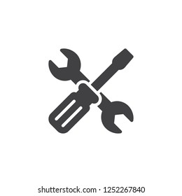 Wrench and screwdriver tools vector icon. filled flat sign for mobile concept and web design. Technical support simple solid icon. Symbol, logo illustration. Pixel perfect vector graphics