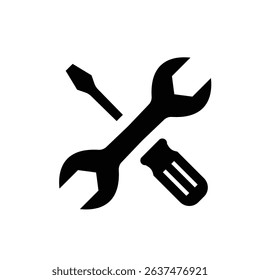 Wrench and screwdriver tools vector icon. Services icon or button isolated vector. Wrench and screwdriver icon symbol, vector illustration.