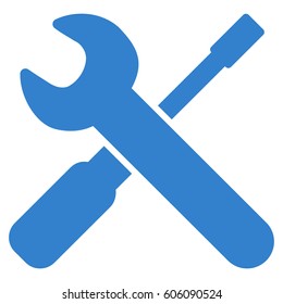 Wrench And Screwdriver Tools vector icon. Flat cobalt symbol. Pictogram is isolated on a white background. Designed for web and software interfaces.