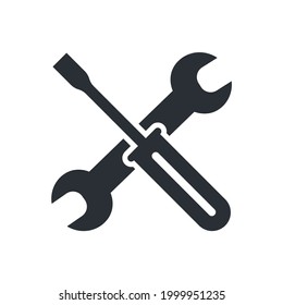 Icono del vector de la llave y el destornillador