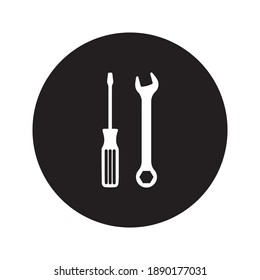 Wrench and screwdriver vector icon editable