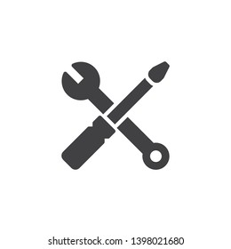 Wrench and screwdriver vector icon. filled flat sign for mobile concept and web design. Manual setting tool glyph icon. Symbol, logo illustration. Pixel perfect vector graphics