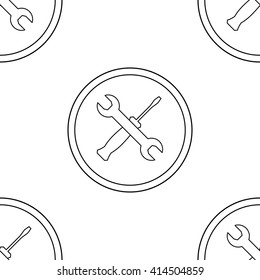 Wrench and screwdriver vector icon seamless pattern