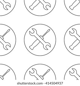 Wrench and screwdriver vector icon seamless pattern