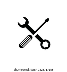 Wrench and screwdriver vector icons. Tool icon symbol for service