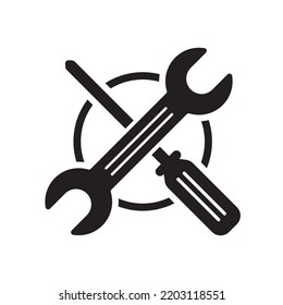 Wrench with screwdriver vector illustration with black and white design suitable for repair icon