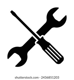 Wrench and screwdriver vector illustration, maintenance logo symbol	
