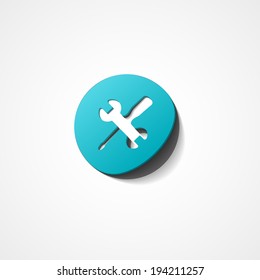 Wrench and screwdriver web icon on white background