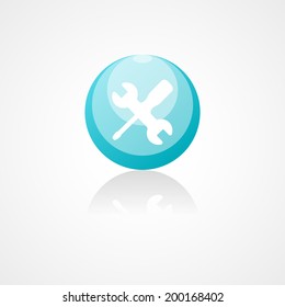 Wrench and screwdriver web icon on white background