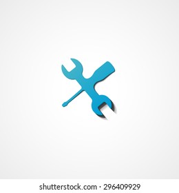 Wrench and screwdriver web icon on white background