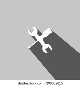 Wrench and screwdriver web icon on gray background