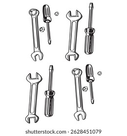 wrench and screwdrivers tools icon