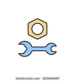 Wrench with Screw-nut vector concept colored icon or symbol