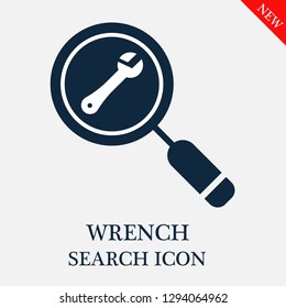 Wrench search icon. Editable Wrench search icon for web or mobile.