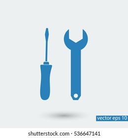 Wrench and secrewdriver icon, vector best flat icon, EPS