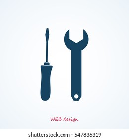Wrench and secrewdriver icon, vector best flat icon, EPS