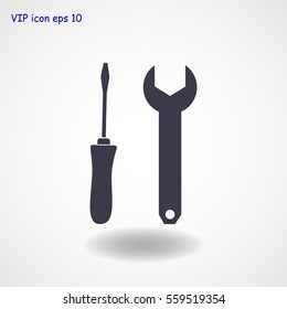 Wrench and secrewdriver icon, vector best flat icon, EPS