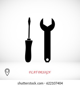 Wrench and secrewdriver icon, vector best flat icon, EPS