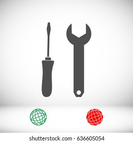 Wrench and secrewdriver icon, vector best flat icon, EPS