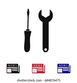 Wrench and secrewdriver icon, vector best flat icon, EPS
