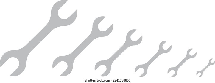 serie de llave inglesa, vector sobre fondo blanco