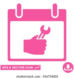 Wrench Service Hand Calendar Day icon. Vector EPS illustration style is flat iconic symbol, pink color.