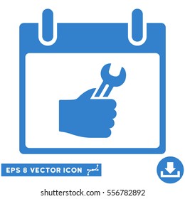 Wrench Service Hand Calendar Day icon. Vector EPS illustration style is flat iconic symbol, cobalt color.