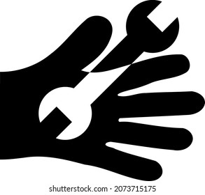 Wrench service hand icon with flat style. Isolated vector wrench service hand icon image on a white background.