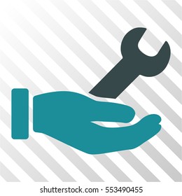 Wrench Service Hand vector icon. Illustration style is flat iconic bicolor soft blue symbol on a hatch transparent background.