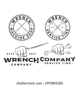 wrench and service logo  icon and vector