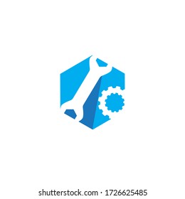 Wrench service Logo Template vector icon illustration design