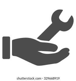 Wrench Service vector icon. Style is flat symbol, gray color, rounded angles, white background.