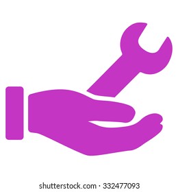 Wrench Service vector icon. Style is flat symbol, violet color, rounded angles, white background.