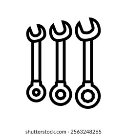 wrench set car repair tool line icon vector. wrench set car repair tool sign. isolated contour symbol black illustration