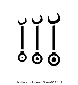 wrench set car repair tool glyph icon vector. wrench set car repair tool sign. isolated symbol illustration