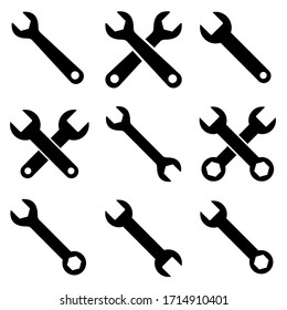 Wrench set icon, logo isolated on white background