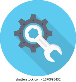 wrench setting vector flat colour icon