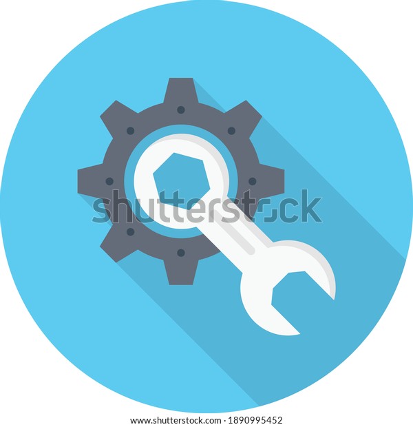 Wrench Setting Vector Flat Colour Icon Stock Vector (Royalty Free ...