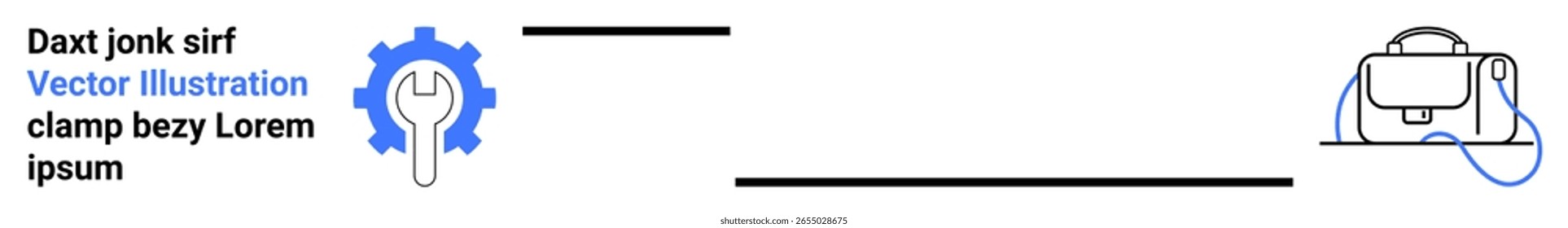 Chave inglesa e configurações engrenagem ao lado da caixa de ferramentas com cabos. Ideal para tutoriais técnicos, blogs de reparos, sites de serviço, materiais de instrução, guias técnicos, programações de manutenção e página inicial