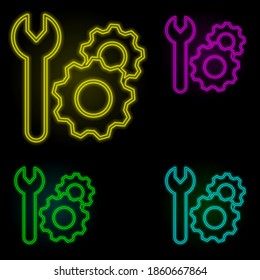 wrench, settings icon neon color set icon. Simple thin line, outline vector of business icons for ui and ux, website or mobile application