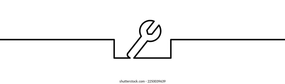 Wrench shape drawing by continuos line, thin line design vector illustration