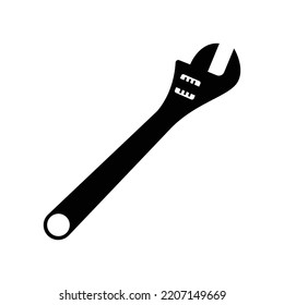 Wrench Silhouette. Black and White Icon Design Elements on Isolated White Background