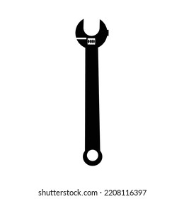 wrench silhouette flat kit hand tool icon black vector design with white background for the industrial building home house