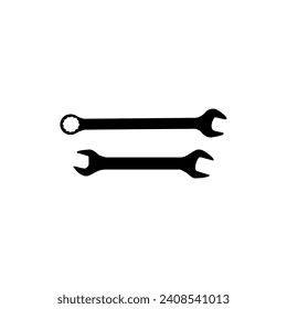 Wrench Silhouette, Flat Style, can use for Pictogram, Apps, Website, Logo Gram, Art Illustration, or Graphic Design Element. Vector Illustration